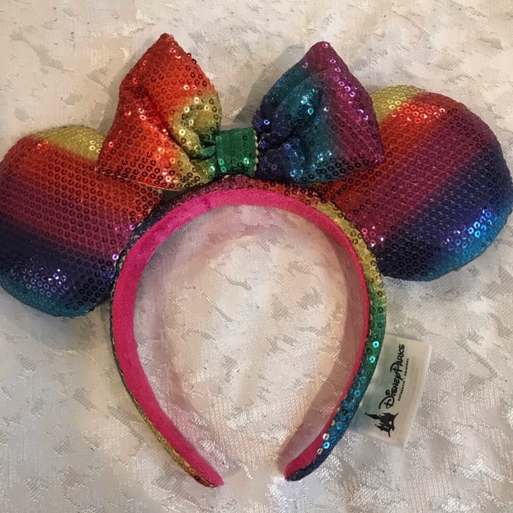 Disney Kids Rainbow Sequin Minnie Ears Headband